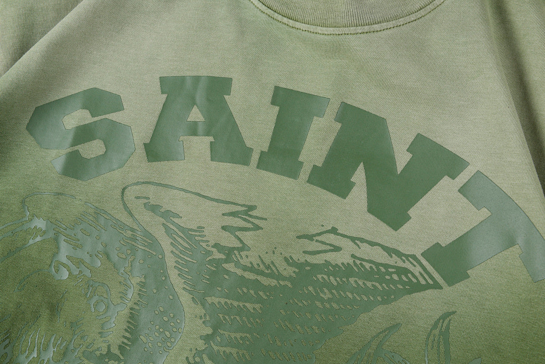 Saint Vanity Eagle Logo Washed Cotton T-Shirt - Yellow Olive - product image 11