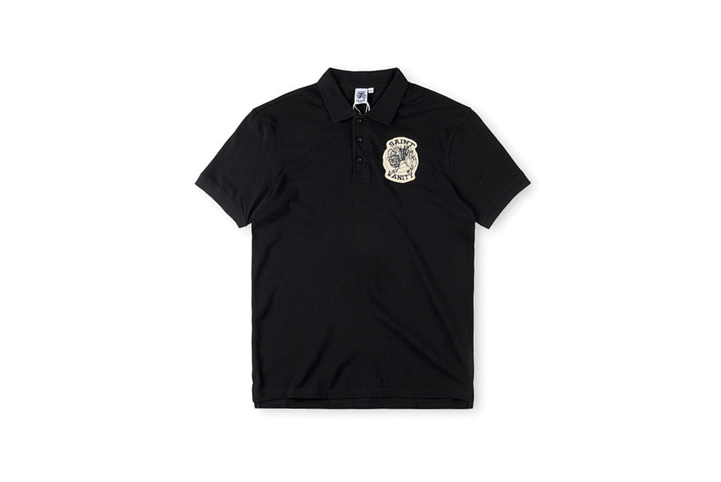 Saint Vanity Embroidered Logo Cotton Polo Shirt - Black / Red / Light Gray - product image 12