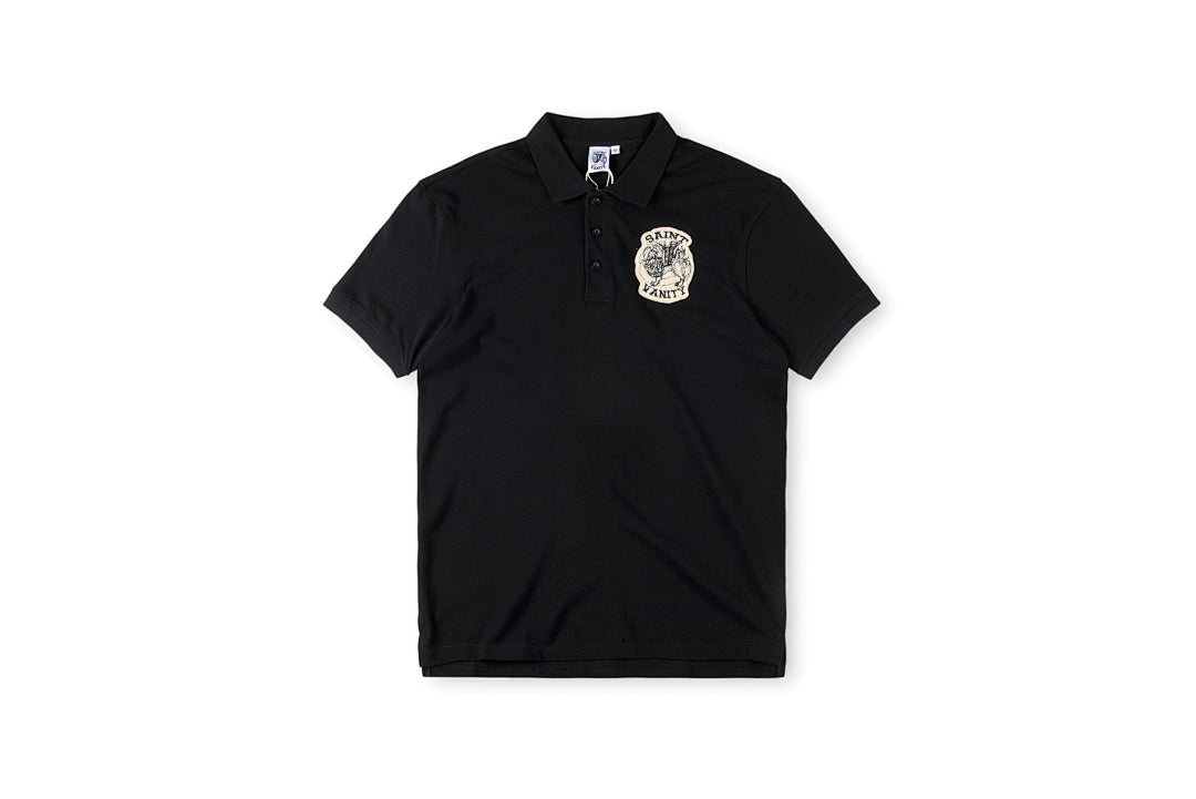 Saint Vanity Embroidered Logo Cotton Polo Shirt - Black / Red / Light Gray - product image 12