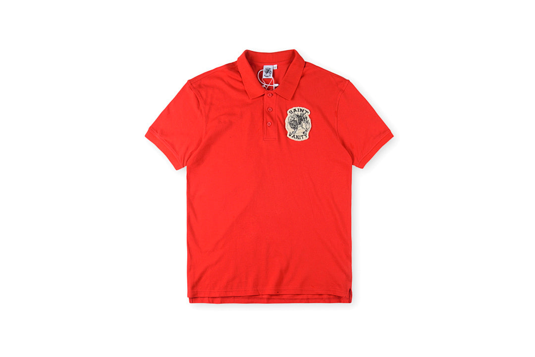 Saint Vanity Embroidered Logo Cotton Polo Shirt - Black / Red / Light Gray - product image 14