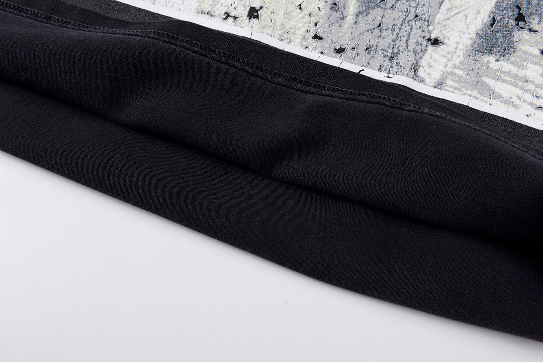 Vertabrae Push Bandaged Angel Contrast Collar Cotton T-Shirt - Black - product image 3