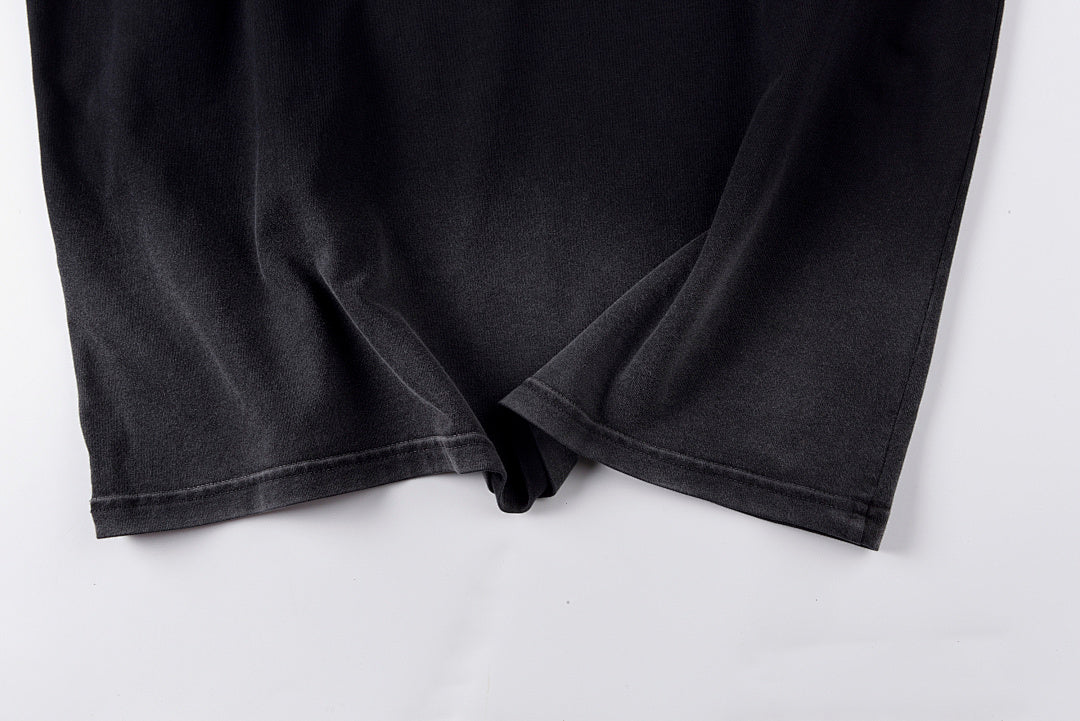 Vertabrae Push Bandaged Angel Contrast Collar Cotton T-Shirt - Black - product image 10