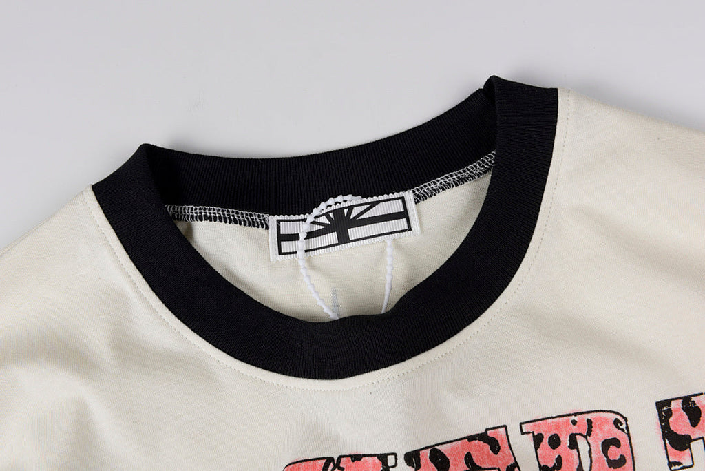 Vertabrae Punk Portrait Contrast Collar Cotton T-Shirt - Light Gray Mint - product image 4