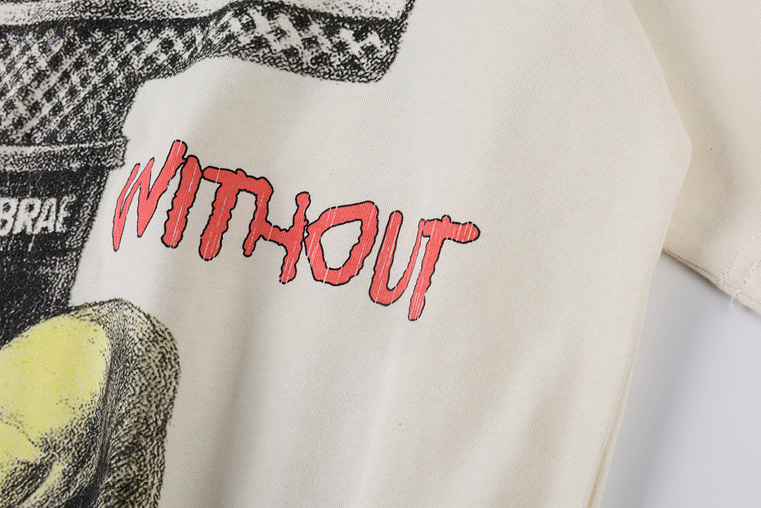 Vertabrae Punk Portrait Contrast Collar Cotton T-Shirt - Light Gray Mint - product image 9