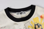 Vertabrae Punk Graffiti Contrast Collar Cotton T-Shirt - Light Gray Mint - product image 4
