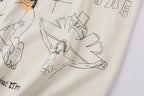 Vertabrae Punk Graffiti Contrast Collar Cotton T-Shirt - Light Gray Mint - product image 6