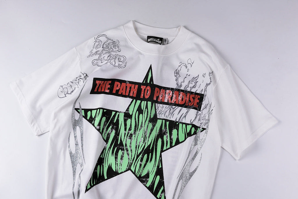 Hellstar Studios Path to Paradise Flame Star Graphic T-Shirt - Light Gray - product image 10