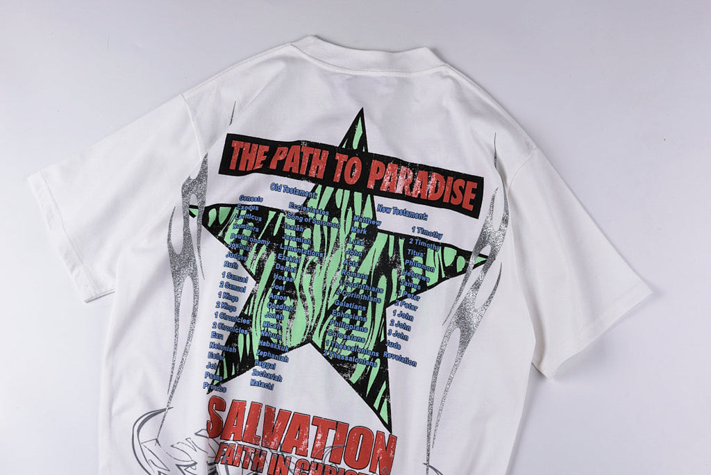 Hellstar Studios Path to Paradise Flame Star Graphic T-Shirt - Light Gray - product image 14