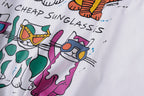 Cats in Cheap Sunglasses Graphic Cotton T-Shirt - Light Gray - product image 5