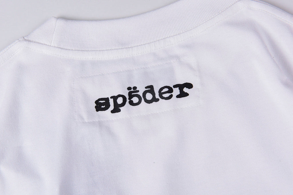 Sp5der Distressed Logo Print Cotton T-Shirt - Light Gray / Red - product image 8