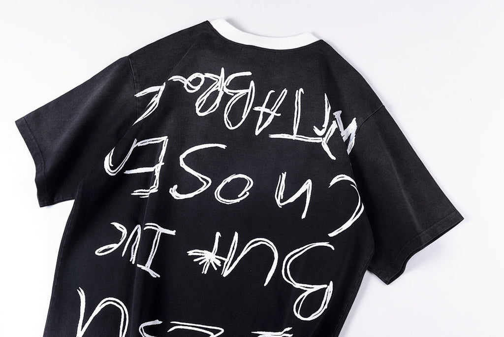 Vertabrae Chosen Graffiti Ringer Cotton T-Shirt - Black - product image 12