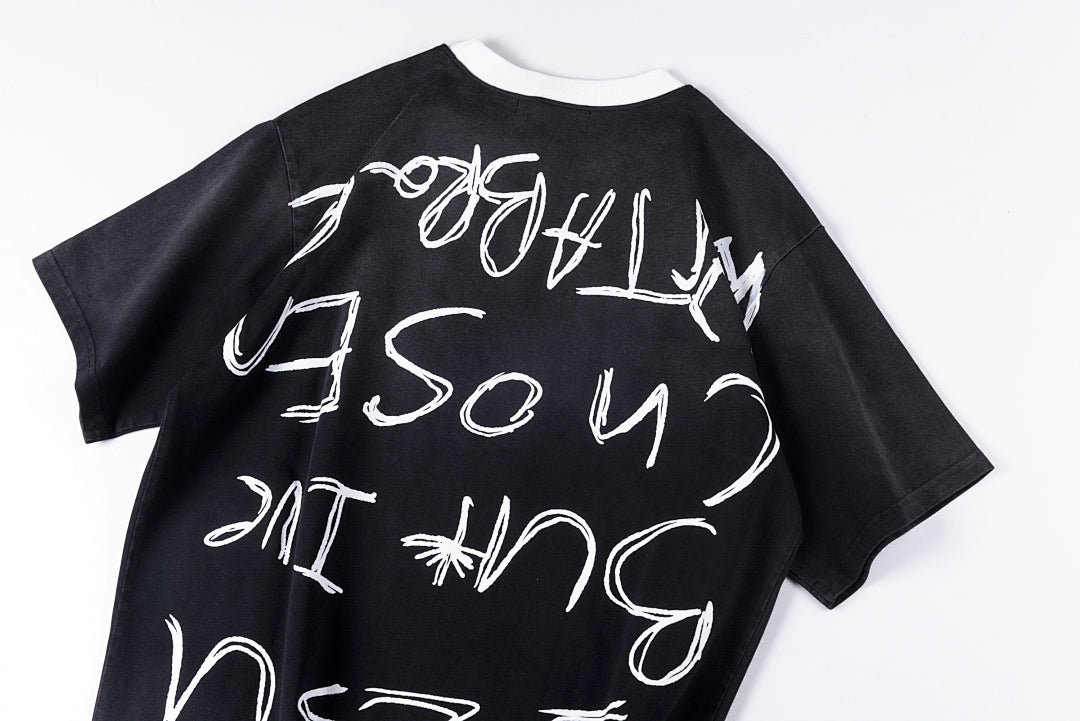 Vertabrae Chosen Graffiti Ringer Cotton T-Shirt - Black - product image 12