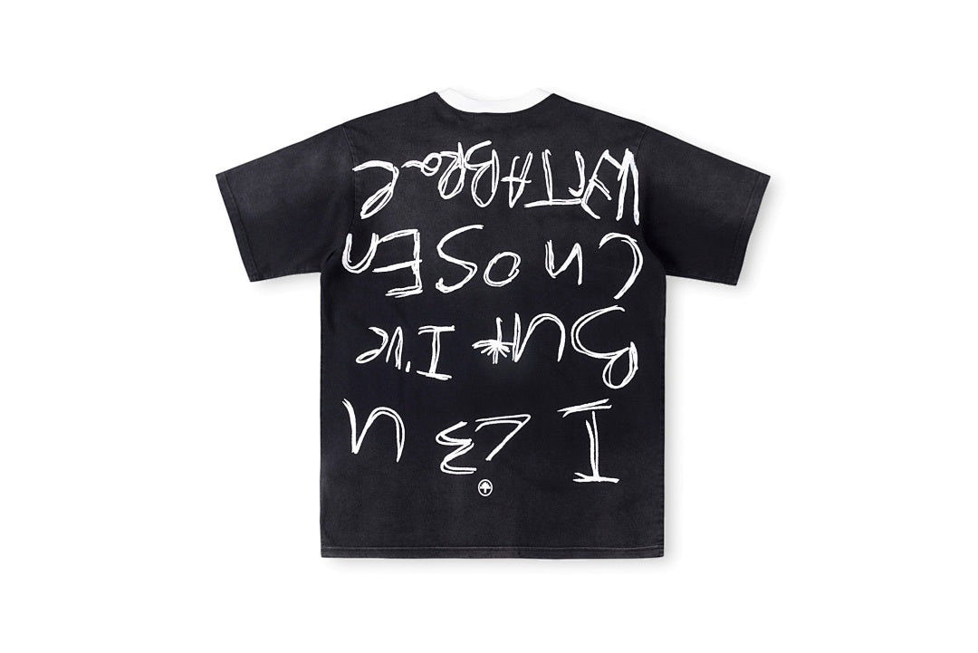 Vertabrae Chosen Graffiti Ringer Cotton T-Shirt - Black - product image 2