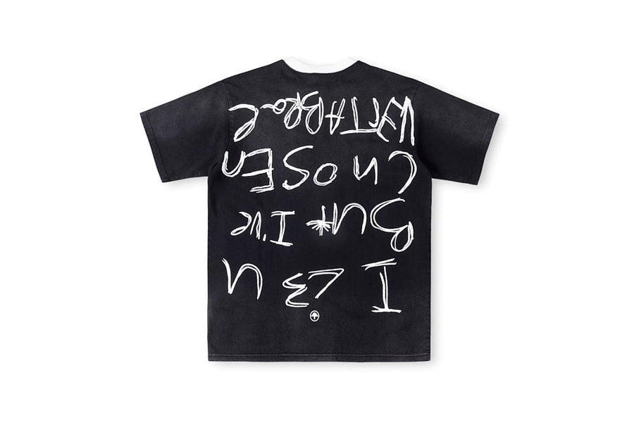 Vertabrae Chosen Graffiti Ringer Cotton T-Shirt - Black