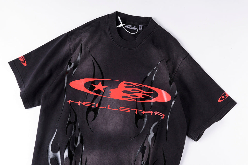 Hellstar Studios Flame Logo Vintage Wash Cotton T-Shirt - Black - product image 10