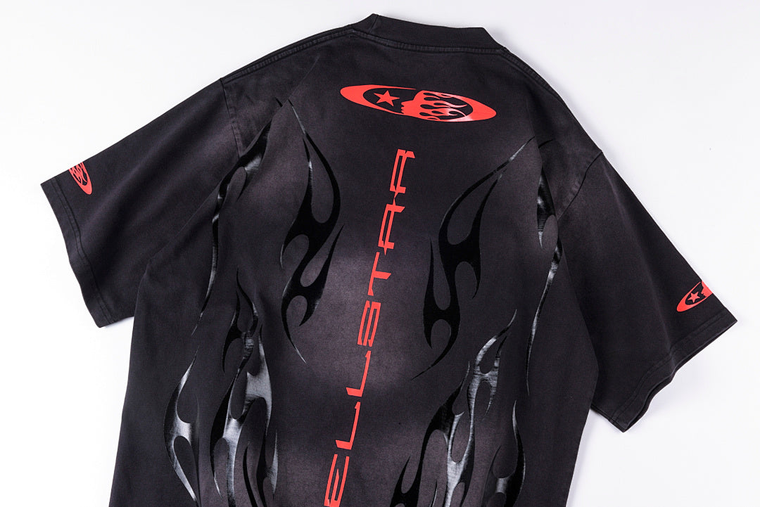Hellstar Studios Flame Logo Vintage Wash Cotton T-Shirt - Black - product image 14