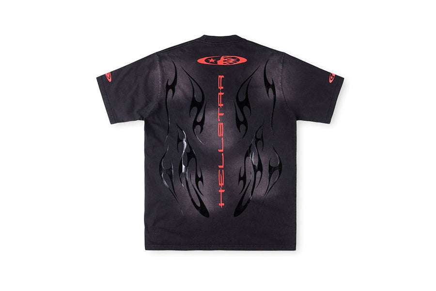 Hellstar Studios Flame Logo Vintage Wash Cotton T-Shirt - Black
