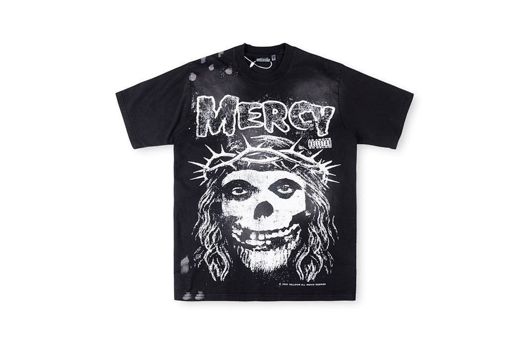 Hellstar Studios Mercy Skull Vintage Wash Cotton T-Shirt - Black - product image 1