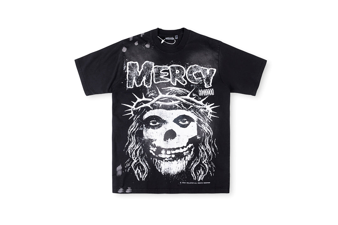 Hellstar Studios Mercy Skull Vintage Wash Cotton T-Shirt - Black - product image 1