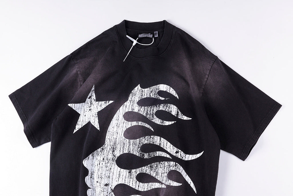 Hellstar Studios Flame Face Vintage Wash Cotton T-Shirt - Black - product image 8