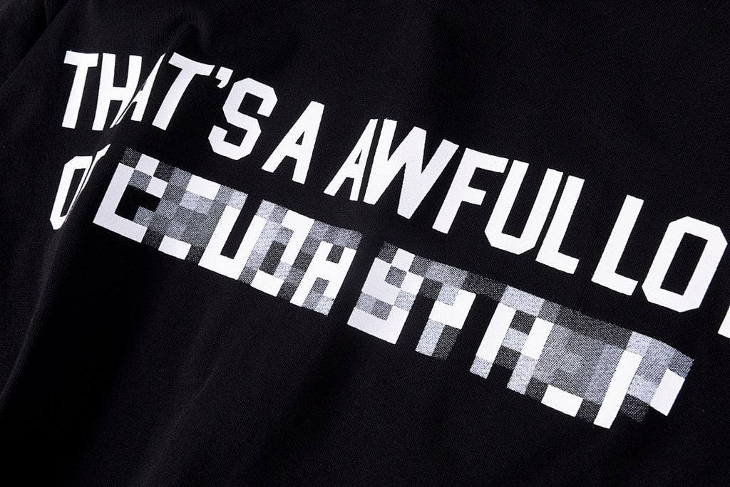 That's A Awful Lot of Cough Syrup Pixel Text Cotton T-Shirt - Black / Light Gray - product image 5