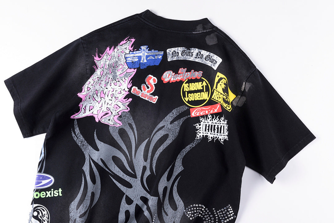 Hellstar Studios Punk Collage Vintage Wash Graphic T-Shirt - Black - product image 13