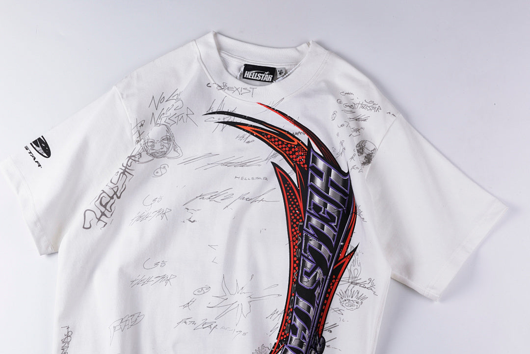 Hellstar Studios Signature Racing Logo Graphic T-Shirt - Light Gray - product image 9