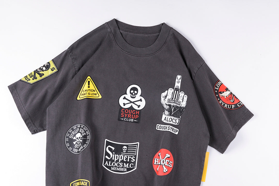 That's A Awful Lot of Cough Syrup Multi-Patch Graphic T-Shirt - Charcoal / Light Gray - product image 12