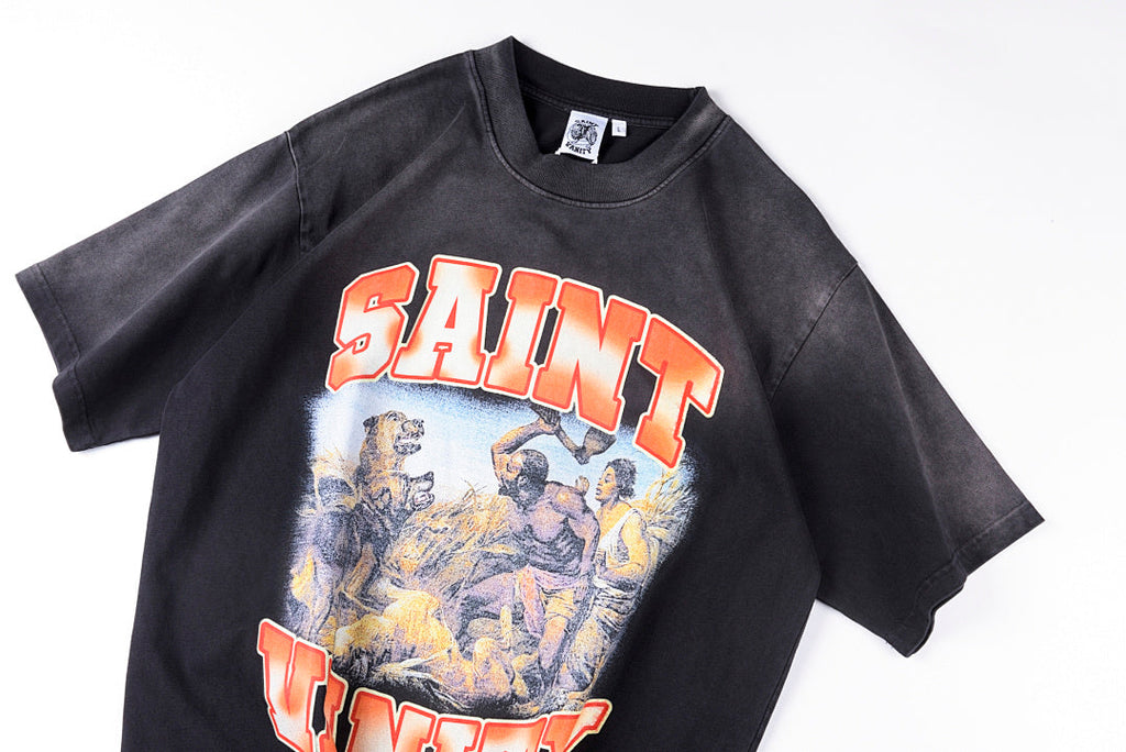 Saint Vanity Battle Scene Graphic Washed T-Shirt - Navy Black - product image 9