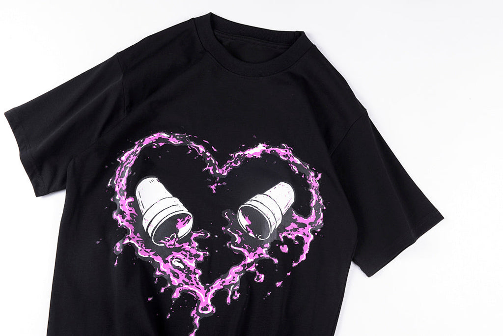 That's A Awful Lot of Cough Syrup Heart Cup Graphic T-Shirt - Black / Light Gray - product image 7