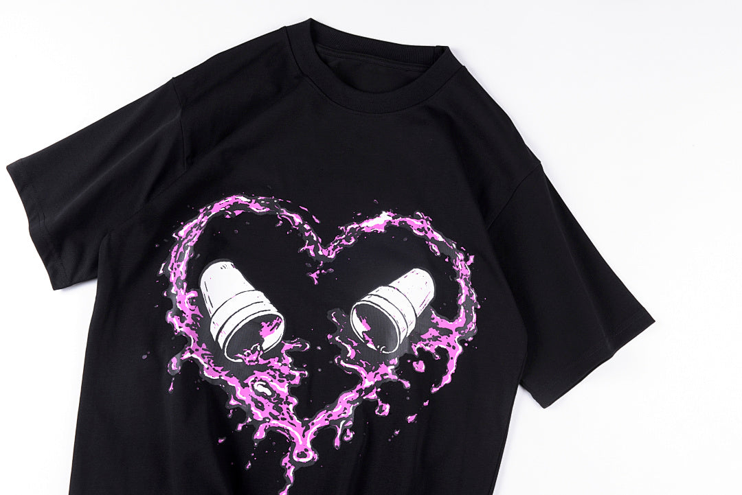 That's A Awful Lot of Cough Syrup Heart Cup Graphic T-Shirt - Black / Light Gray - product image 7