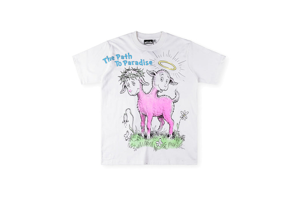Hellstar Studios The Path to Paradise Lamb Graphic T-Shirt - Light Gray - product image 1
