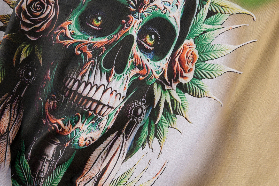Jellybean Floral Skull Graphic T-Shirt - Beige - product image 5