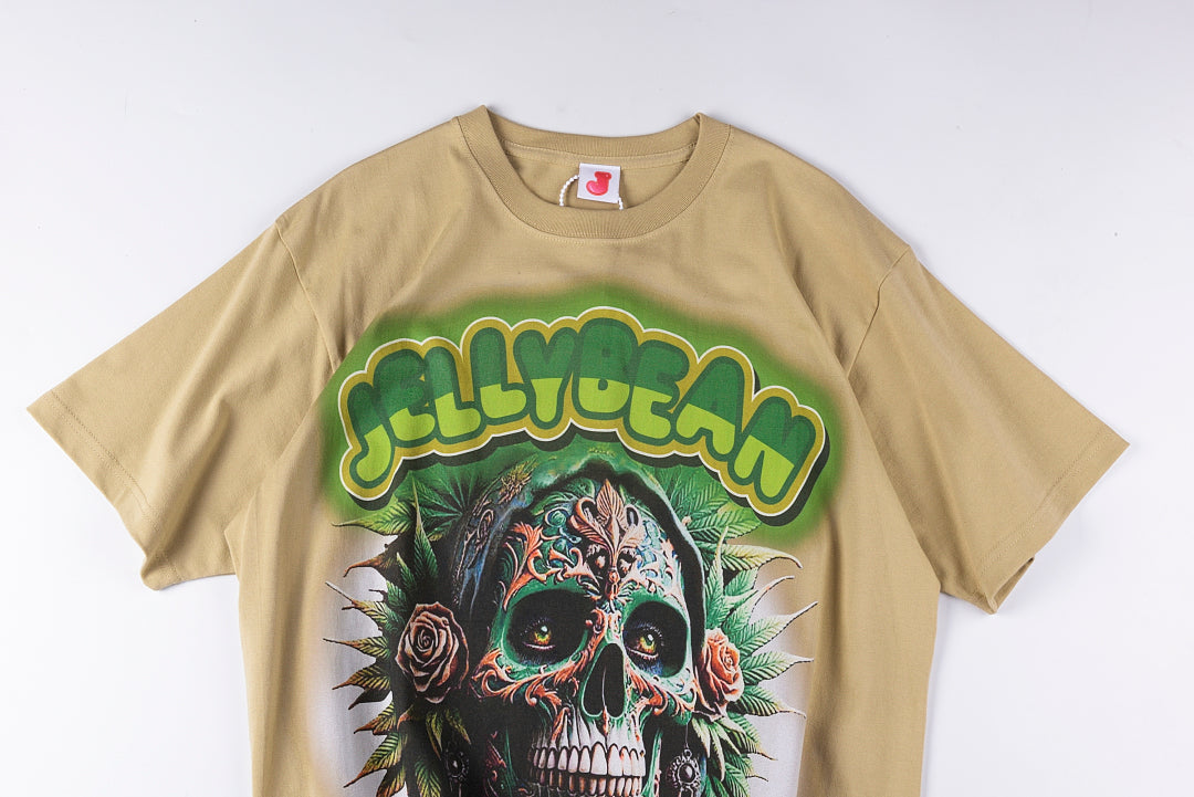 Jellybean Floral Skull Graphic T-Shirt - Beige - product image 7