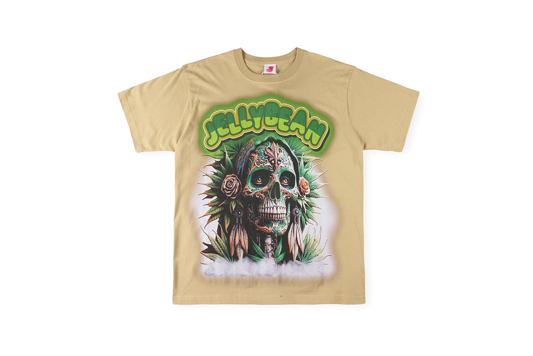 Jellybean Floral Skull Graphic T-Shirt - Beige - product image 1