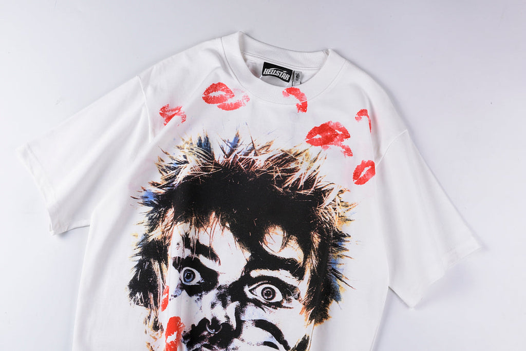 Hellstar Studios Lipstick Scream Portrait Graphic T-Shirt - Light Gray - product image 8
