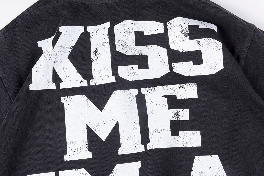 Jellybean Kiss Me Graphic Washed T-Shirt - Charcoal - product image 9