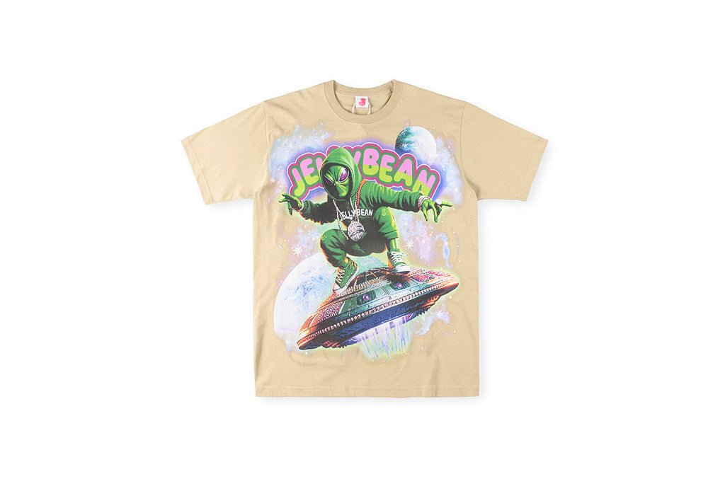 Jellybean Alien Ufo Rider Graphic T-Shirt - Cream - product image 1