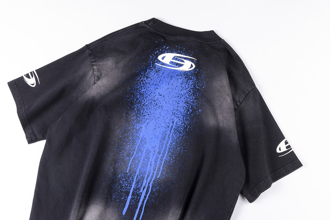 Hellstar Blue Spray Logo Washed T-Shirt - Charcoal Navy - product image 15