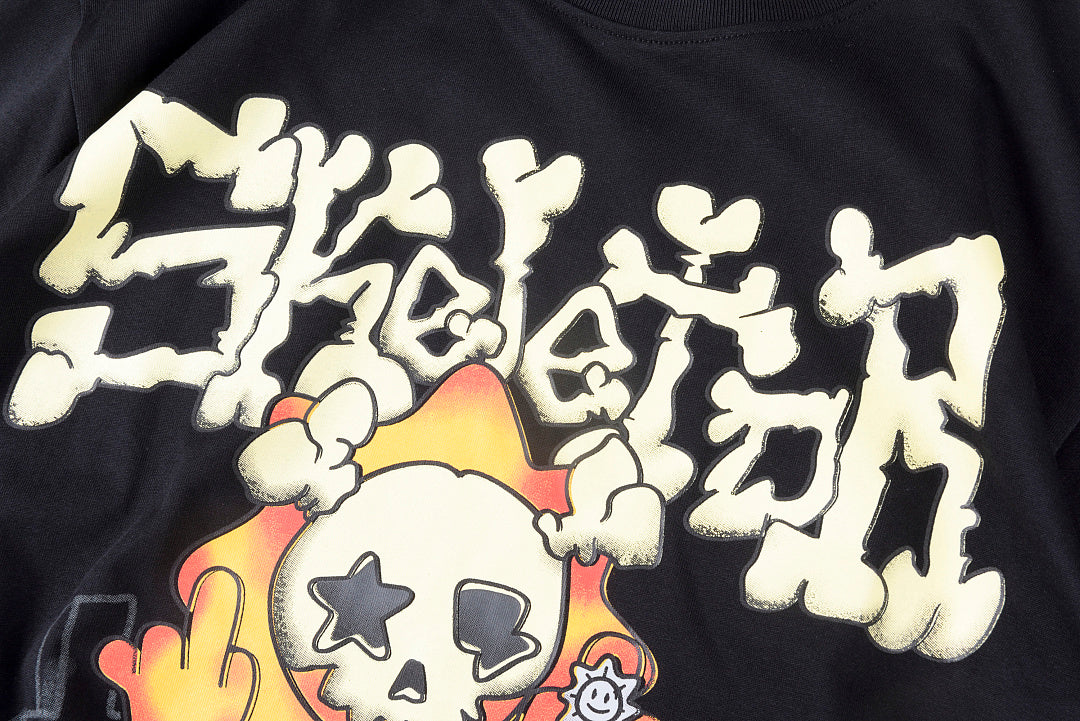 Glo Gang Cartoon Skeleton Graphic T-Shirt - Charcoal Navy / Light Gray - product image 6
