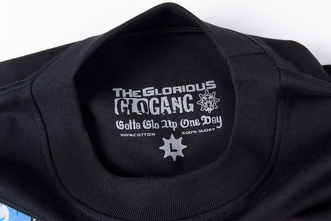Glo Gang Boyz Worldwide Cartoon Graphic T-Shirt - Navy Black / Light Gray - product image 5