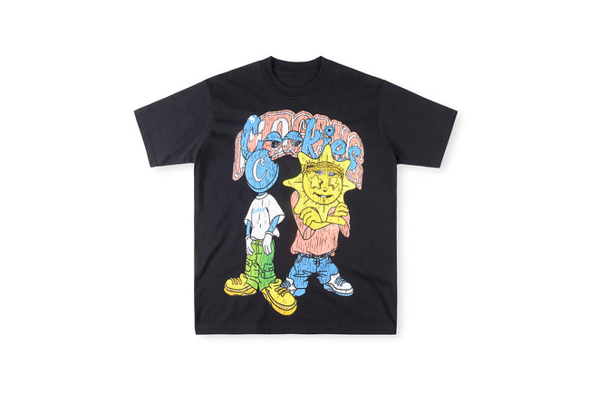 Glo Gang Boyz Worldwide Cartoon Graphic T-Shirt - Navy Black / Light Gray