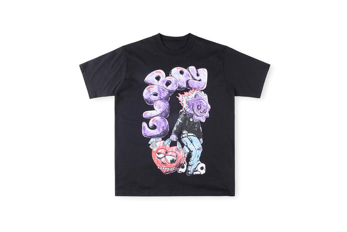 Glo Gang Take Pic Cartoon Graphic T-Shirt - Charcoal Navy / Light Gray