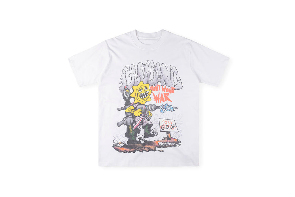 Glo Gang Don't Want War Cartoon Graphic T-Shirt - Charcoal Navy / Light Gray - product image 3