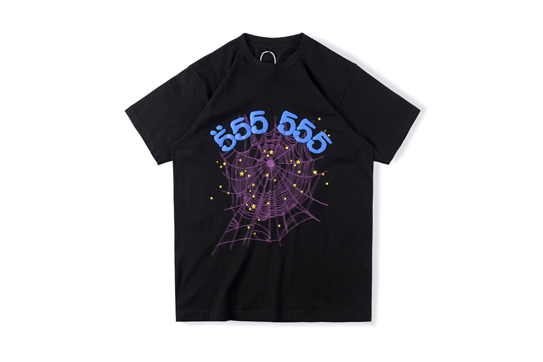 Sp5der 555555 Angel Number Graphic T-Shirt - Black / Light Gray - product image 1